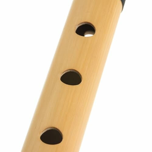 Close-up of bamboo flute with finger holes