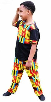 SHENBOLEN Boy African Print Kente Kids Suit